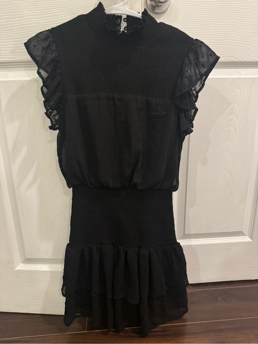 Aqua Black Ruffled Mini Dress
